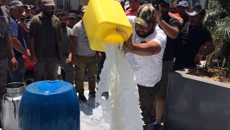 Hayvan Üreticileri ve Yetiştiricileri bakanlık önünde süt dökerek eylem yaparken hükümeti de hırsızlıkla suçladı
