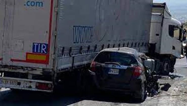 Dağyolundaki kazanın detayları açıklandı, TIR sağa meyilli virajda yolun sağına geçip salon aracı sürükledi