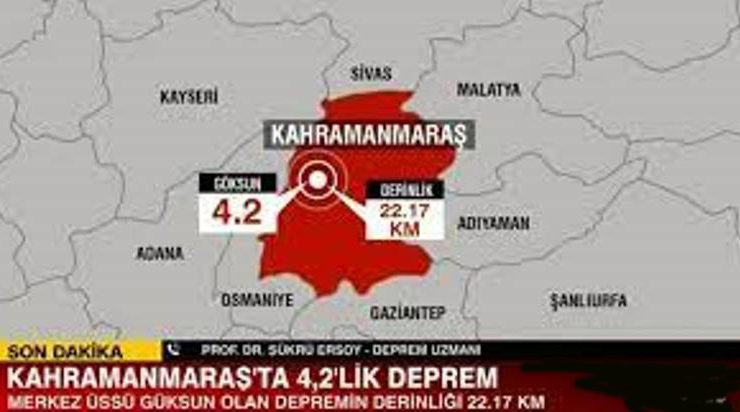Kahramanmaraş’ta 4,2 büyüklüğünde deprem korku yarattı