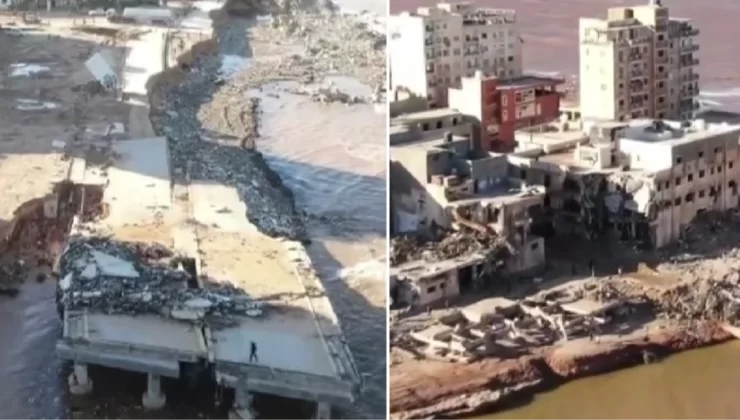 10 binden fazla kişinin öldüğü Libya’da selin bıraktığı enkaz havadan görüntülendi