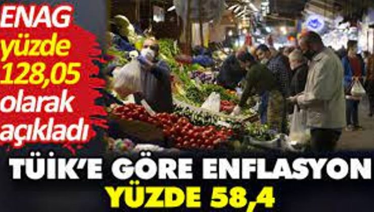 TÜİK enflasyonu açıkladı enflasyon aylık bazda yüzde 9,09 artarken yıllık bazda ise yüzde 58,94 oldu.