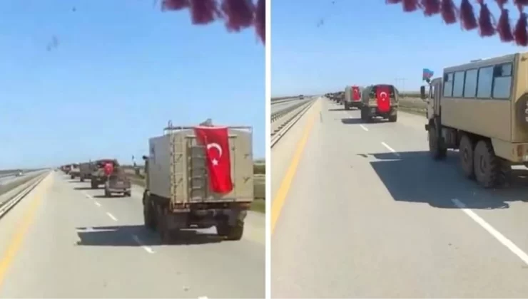 Azerbaycan askerleri Karabağ’a Türkiye ve Azerbaycan bayraklarıyla girdi