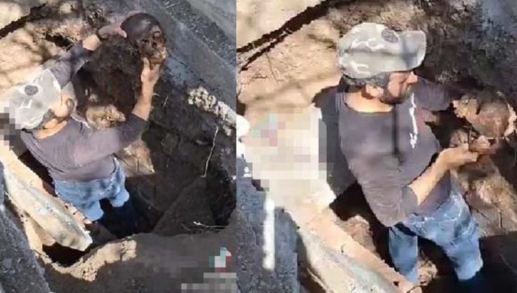 Diyarbakır’da çirkin görüntü: Kabirden çıkardığı kemikleri fırlattı ve alay etti!