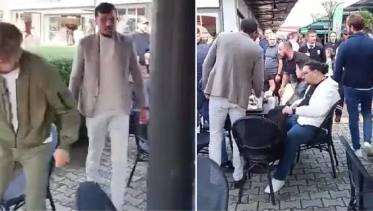 İzmit’te kalabalık grup, ünlü kahve zincirinde oturan müşterilere tepki gösterip kahvelerini döktü