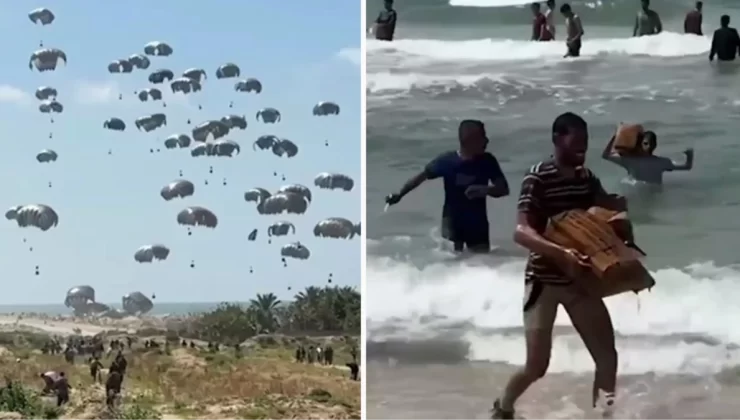 Gazze’de havadan yardım faciası! 12 kişi boğuldu, 6 kişi ezildi