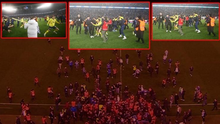 Trabzonspor – Fenerbahçe maçından sonra saha karıştı! Taraftar sahaya indi | TFF’den açıklama geldi
