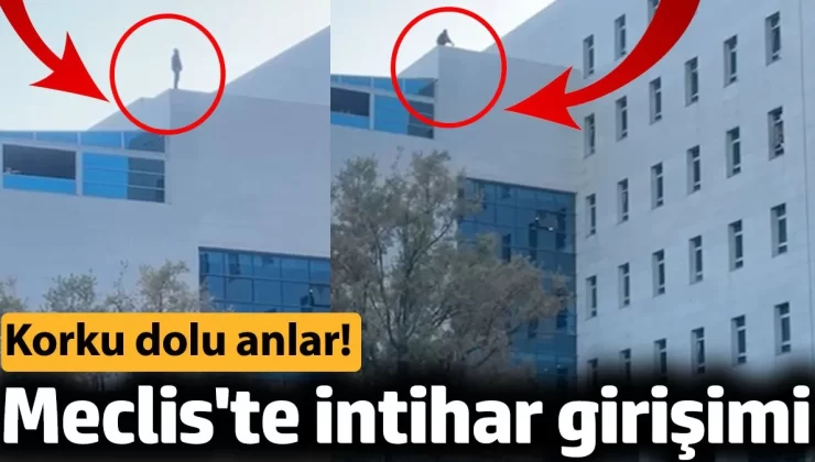Meclis’te intihar girişimi. Meclis binasının tepesine çıkarak intihar girişiminde bulunan şahıs Korku dolu anlar yaşattı !