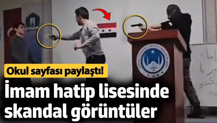 İmam hatip lisesinde skandal görüntüler! Öğrencilerin eline oyuncak silah verip ateş ettirdiler