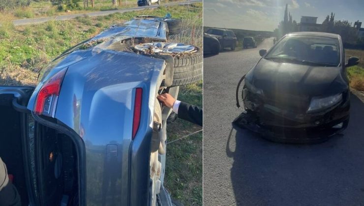 Bafra’da meydana gelen trafik kazasında araç yan yattı 1 kişi yaralandı