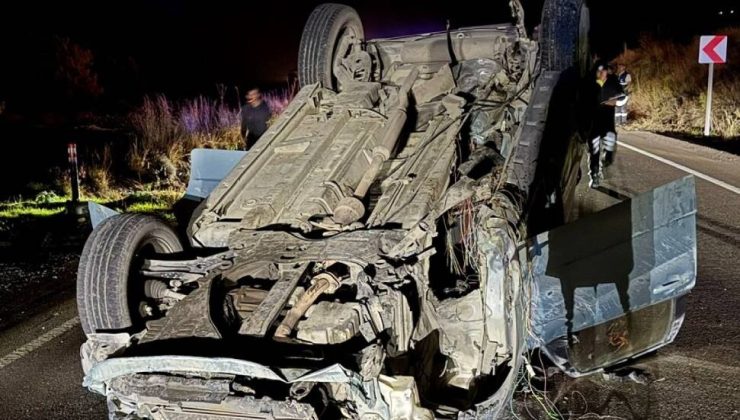 Mersinlik – Kaplıca ana yolunda takla atan araçta 2 kişi yaralandı