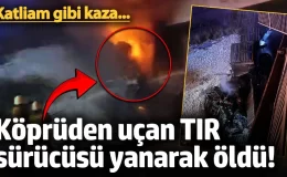 Köprüden uçan TIR’ın sürücüsü alevlerin arasında can verdi