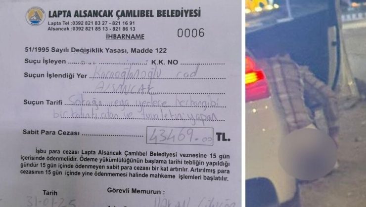 Yol kenarına büyük tuvaletini yaptı 43,469 TL para cezası ödedi