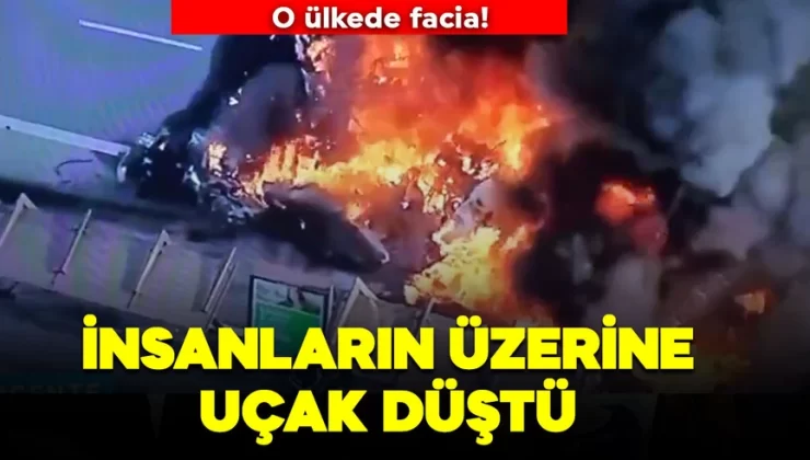 Uçak kazası! Kalabalık caddede insanların üstüne düştü