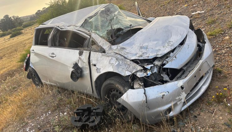 Lefkoşa – Gğzelyurt Anayolunda, toprak sete çarparak takla atan araç içerisindeki 2 kişi yaralandı