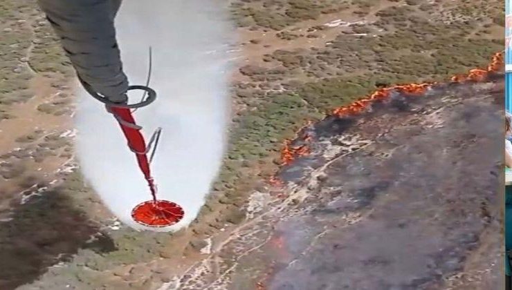 İzmir’de makilik alanda korkutan yangın, havadan ve karadan müdahale sürüyor