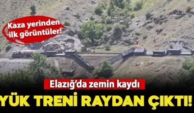 Zemin kaydı yük treni raydan çıktı