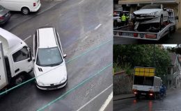 Yola akaryakıt döküldü, kazalar peş peşe geldi! O anlar kamerada…