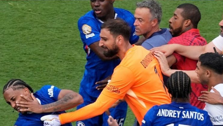 Mağlup olan PSG çıldırdı,  PSG teknik direktörü Luis Enrique’nin darbesi ile Joao Pedro yere yığıldı