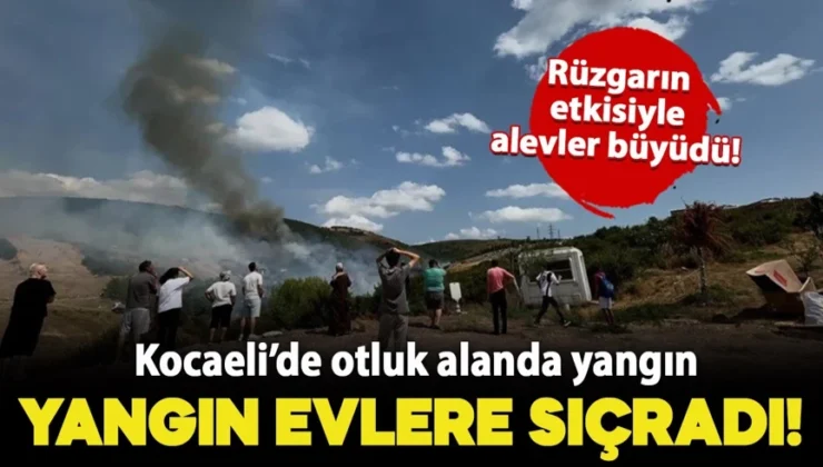 Rüzgarın etkisiyle alevler büyüdü! Kocaeli’de otluk alanda çıkan yangın evlere sıçradı