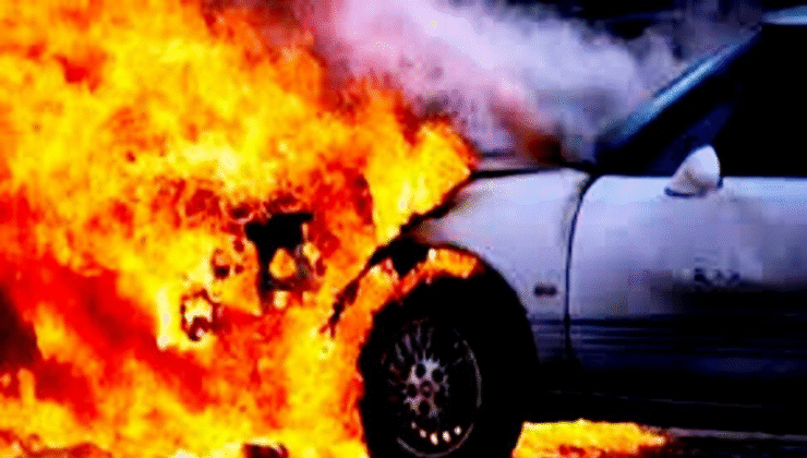 Girne – Lefkoşa Anayolu üzerinde seyir halindeki araçta yangın çıktı