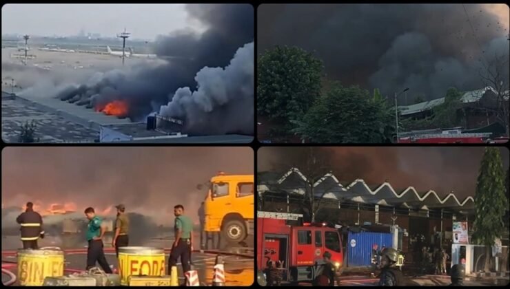Bangladeş'in başkenti Dakka'daki uluslararası havalimanında yangın çıktı