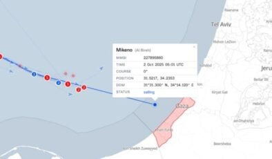 Küresel Sumud Filosu’na ait Mikeno gemisi Gazze sularına girdi