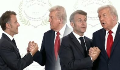 Trump ve Macron arası kol güreşi! Gazze zirvesinde ilginç anlar