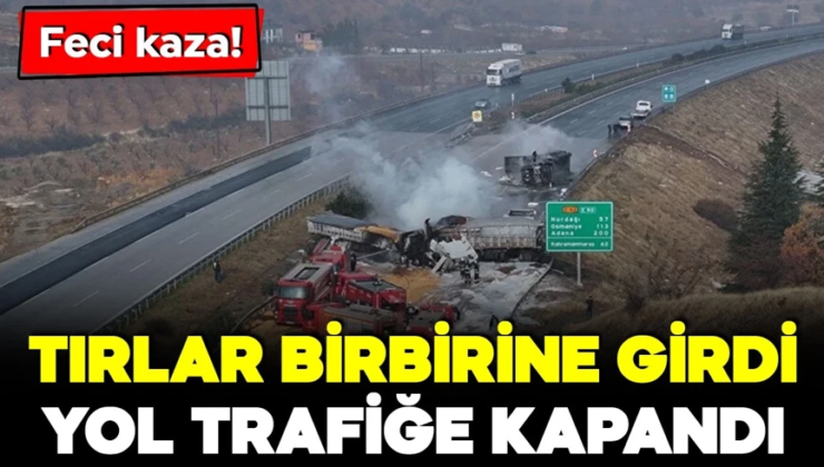 Feci kaza! 3 tır çarpıştı! Yol trafiğe kapandı