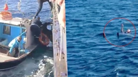 Denizin ortasında korku dolu anlar! Bir anda feribottan atladı