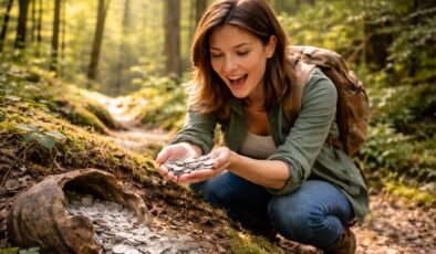 Yürüyüşe çıkan kadın tesadüfen 900 yıllık hazine buldu
