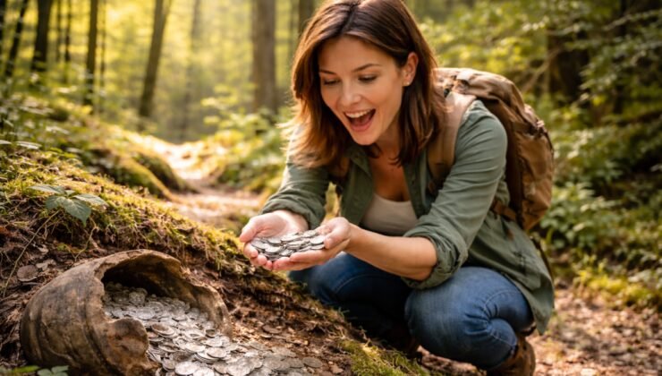 Yürüyüşe çıkan kadın tesadüfen 900 yıllık hazine buldu