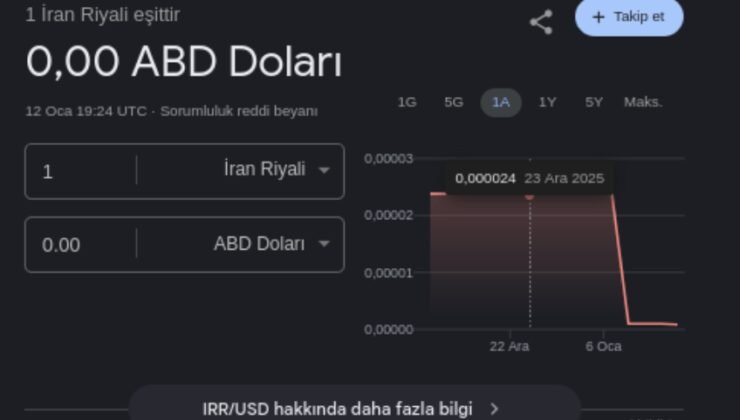 1 İran Riyali, 0 dolar oldu