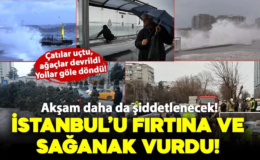 İstanbul’da fırtına ve sağanak şiddetlendi! Hayat felç oldu: Çatılar uçtu, ağaçlar devrildi