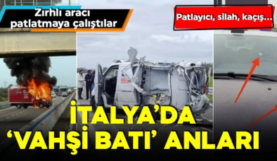 İtalya’da film gibi soygun! Zırhlı aracı patlatmaya çalıştılar! Ortalık savaş alanına döndü
