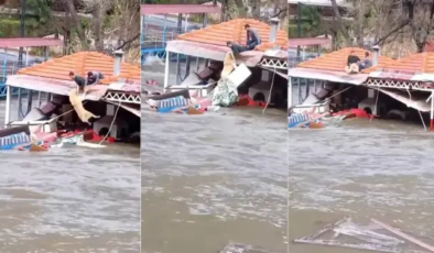 Kent felaketi yaşıyor! Koca restoran akıntıya kapılıp yok oldu gitti