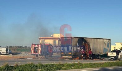 Lefkoşa–Gazimağusa anayolunda tır yangını