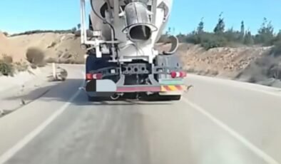 Seyir halinde yola beton dökerek ilerleyen sürücüye ceza!