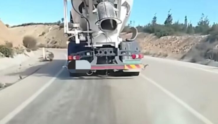 Seyir halinde yola beton dökerek ilerleyen sürücüye ceza!