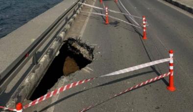 Gemikonağı’nda yol çöktü: Polis sürücüleri uyardı