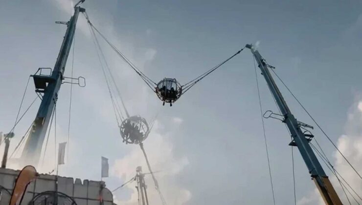 İspanya’da lunaparkta dev sapan olarak bilinen oyuncağın halatı koptu!