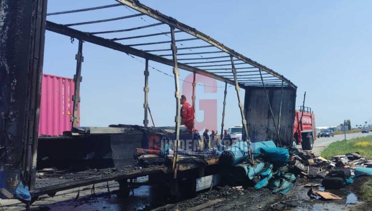 Seyir halindeki tır dorsesinde yangın… İşte detaylar…