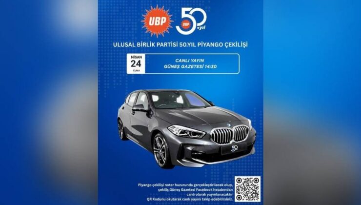 UBP’nin 50. yıl piyango çekilişi 24 Nisan'da yapılıyor