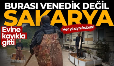 Burası Venedik değil, Sakarya! Kayıkla akraba ziyareti! Yakında gondol da gelir!