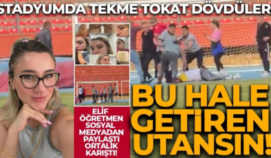 Elif öğretmen ‘Beni yıllarca dövdü’ dedi, ortalık karıştı! Stadyumda tekme tokat dövdüler