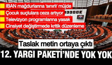 12. yargı paketinde yok yok: IBAN mağdurları, çocuk suçluya ceza, cinsiyet değiştirme…