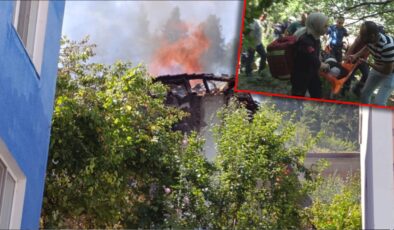 Alevlerin sardığı evde mahsur kalan görme engelli kadını itfaiyeciler kurtardı