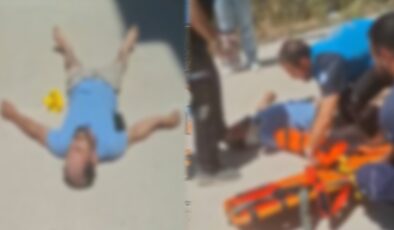 Cam silerken yere düştü!