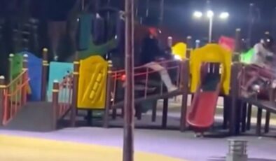Çocuk parkını piste çeviren kuryelere ceza yağdı
