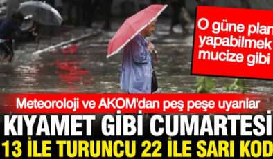 Meteoroloji ve AKOM’dan peş peşe uyarılar: 13 ile turuncu, 22 ile sarı kodlu alarmı