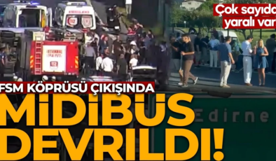 TEM’de dehşet anları! Banka personelini taşıyan midibüs devrildi: Çok sayıda yaralı var